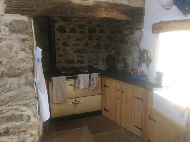 Restored cottage kitchen, aga range cooker. Ffynnon cottage, LNB Construction restoration project pembrokeshire Wales
