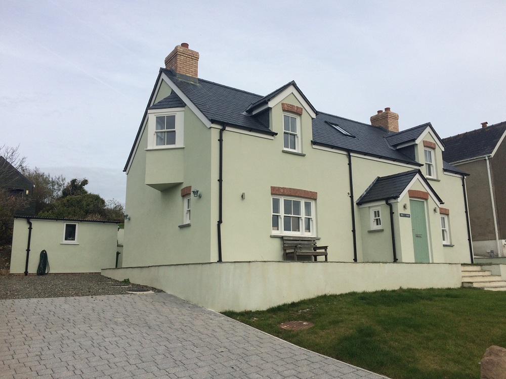 Front view of house, LNB Contruction min y mor, new build, porthgain pembrokeshire wales